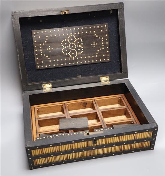 A Ceylonese quill box, c.1860, width 28cm